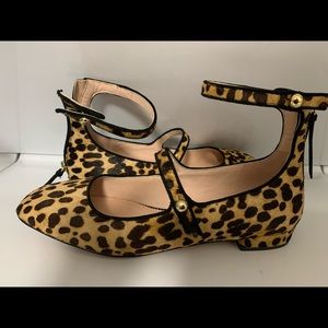 Leopard flats with zipper in back and 2 straps